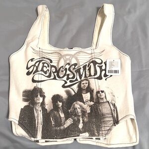 NWT Vintage Urban Renewal Remade Zip Back Music Corset Top